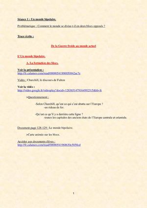 3ème - De la Guerre froide au monde actuel - cours - I.A.