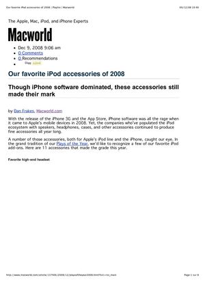 Accessoires iPhone et iPod 2008 (selection Macworld)