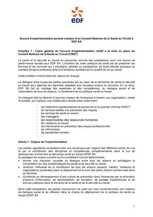 21-11-2008 - Accord Conseil National de la Santé au travail à EDF SA - Accord EDF SA