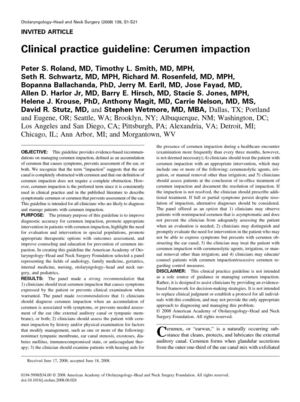 Clinical practice guideline: Cerumen impaction