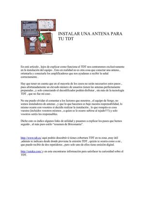 INSTALAR UNA ANTENA PARA TU TDT