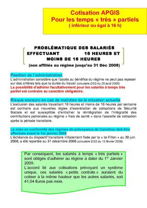 Cotisation APGIS Temps très Partiel