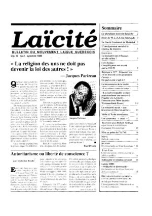 Laïcité Vol 10 no 2 (1989)