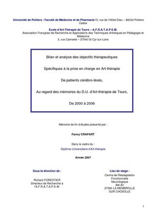 Fanny Crapart_Mémoire d'art-thérapie_DU de Poitiers_Art-thérapie et Lésion cérébrale