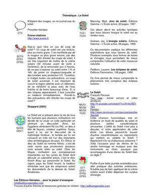 Thème : le soleil - Activités pédagogiques pour la classe (primaire)
