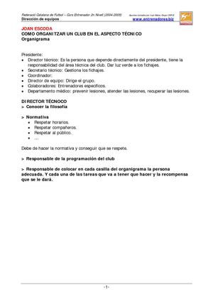 Curso de entrenadores. Nivel 2