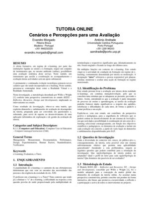 TUTORIA ONLINE - Cenários e Percepções para uma Avaliação (Artigo)