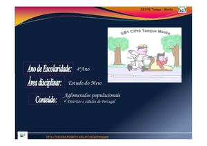 4º ano - Estudo do Meio - Aglomerados Populacionais (Distritos e cidades de Portugal)