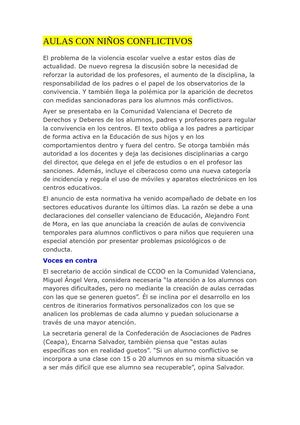 AULAS CON NIÑOS CONFLICTIVOS