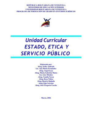 ESTADO, ETICA Y SERVICIO PUBLICO