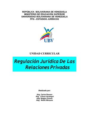 REGULACIÓN JURÍDICA DE LAS RELACIONES PRIVADAS