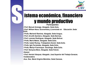 SISTEMA ECONÓMICO, FINANCIERO Y MUNDO PRODUCTIVO