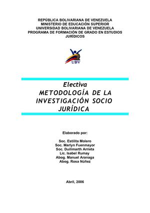 METODOLOGÍA DE LA INVESTIGACIÓN JURÍDICA.