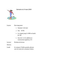 Semaine du 9 mars 2009