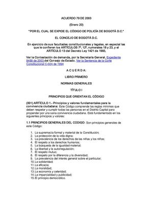 CÓDIGO DE POLICÍA DE BOGOTÁ D.C.