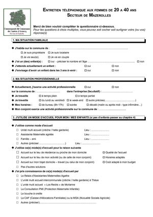 questionnaire petite enfance