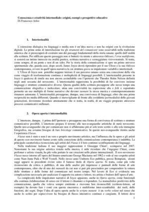 Conoscenza e creatività intermediale