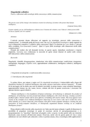Singolarità Collettive: tra tecnologia e comunicazione