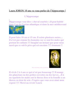 Exposé sur l'hippocampe de laura joron