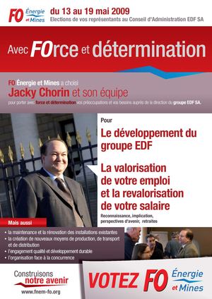 Élection Administrateur EDF SA - Affiche - Jacky CHORIN - FO Énergie et Mines