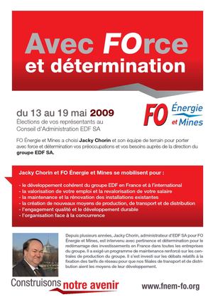Élection Administrateur EDF SA - Profession de Foi - Jacky CHORIN - FO Énergie et Mines