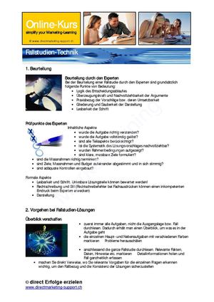 Fallstudientechnik (Marketingfachleute, Verkaufsfachleute)