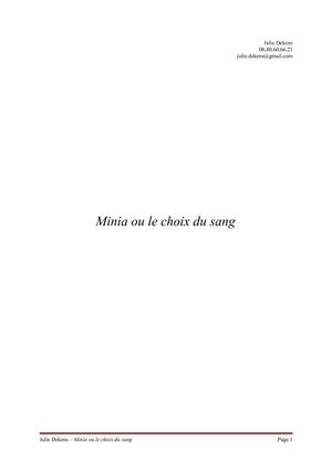Minia ou le choix du sang - chapitres un et deux