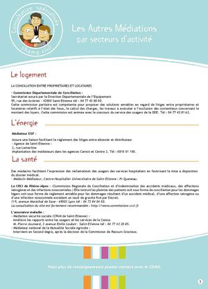 FICHE n°10 : les autres médiations par secteurs d'activités