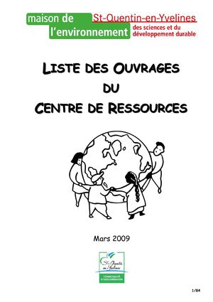Catalogue des ouvrages disponibles à la Maison de l'environnement