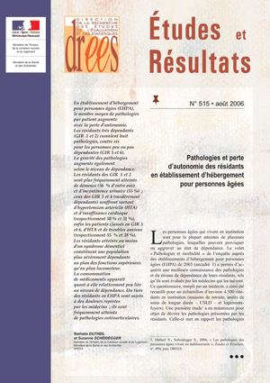 Pathologies et dépendances en EHPAD - 2006