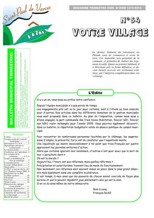 Bulletin Municipal n°54 2ème trimestre 2009 2009