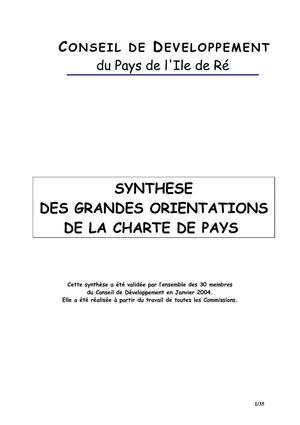 Publication du 1er Conseil de Développement de l'île de Ré 2002-2004