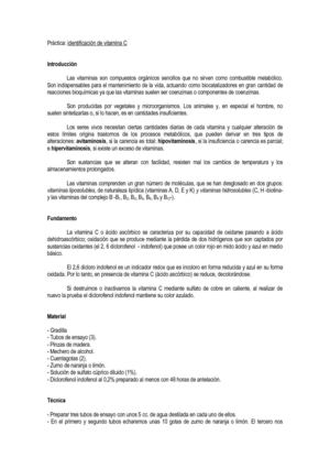 Práctica: determinación de la presencia de vitamina C