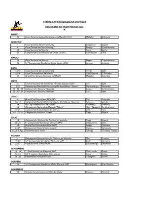 CALENDARIO DE COMPETENCIAS 2009