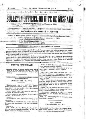Bulletin Officiel du Rite Misraim 1891, Published by Rui Gabirro