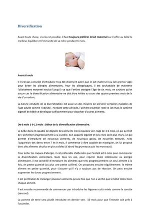 Diversification alimentaire du jeune enfant