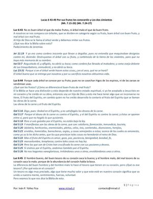 Lucas 6 43-49 Por sus frutos los conoceréis y Los dos cimientos