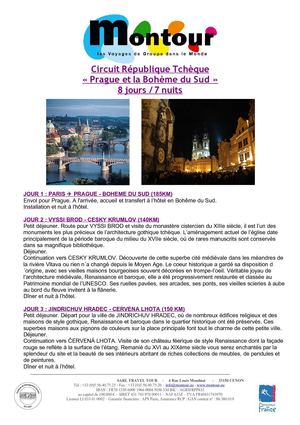 Circuit République Tchèque 8 jours/7 nuits 530 €