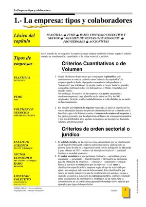 La empresa, tipos y colaboradores