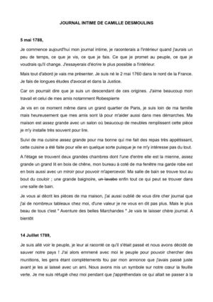 Journal intime de Camille Desmoulins