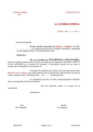 SOLICITUD DE EXCEDENCIA