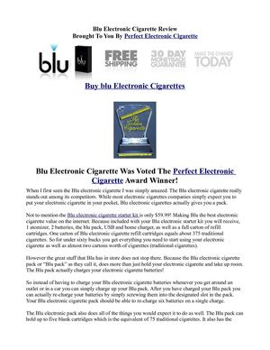 Blue Electronic Cigarette Review - SCAM or Best Electronic Cigarette?