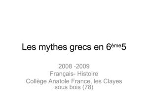 L'oral en Français et en Histoire en 6ème