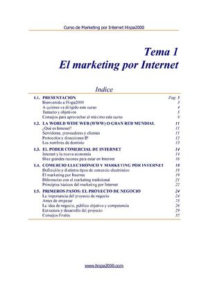 Curso De Marketing Por Internet Hispa2000 - Tema 1 - El Marketing por Internet