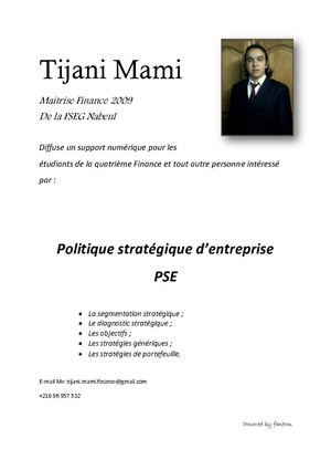 politiques stratégique d'entreprise (PSE)