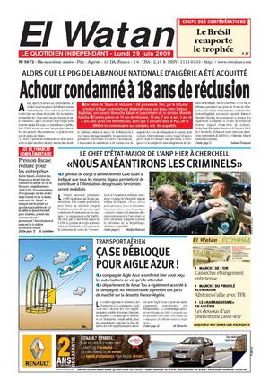 El Watan [La Patrie] du 29/06/'09