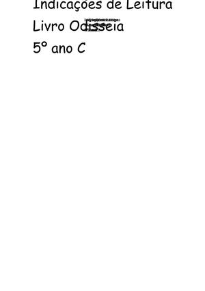 Indicações de Leitura - Livro Odisseia