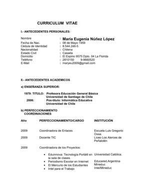 Curriculum María Eugenia Núñez López