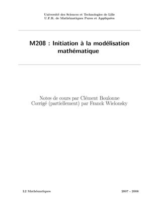 M208 : Initiation à la modélisation mathématique