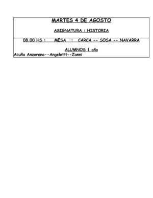 Mesas de examen Historia